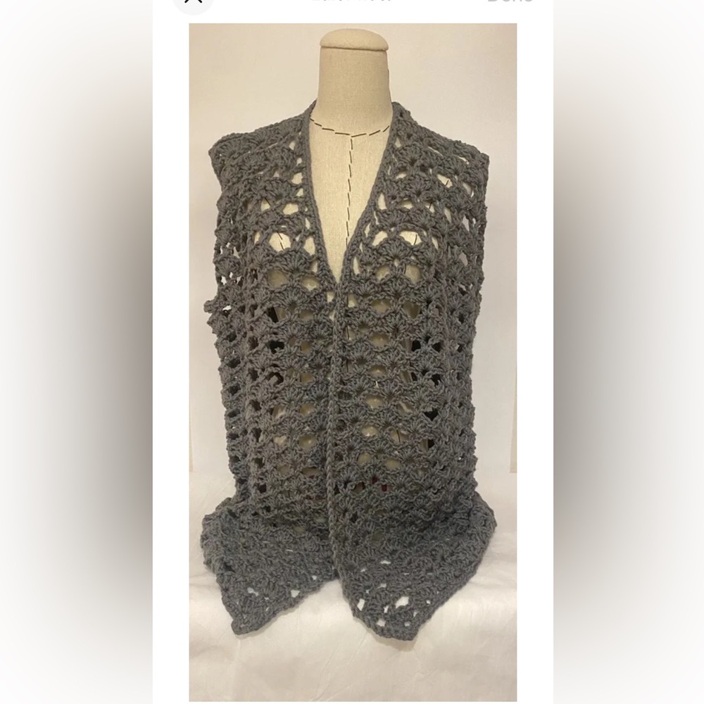 Handmade Crochet Vest Gray medium